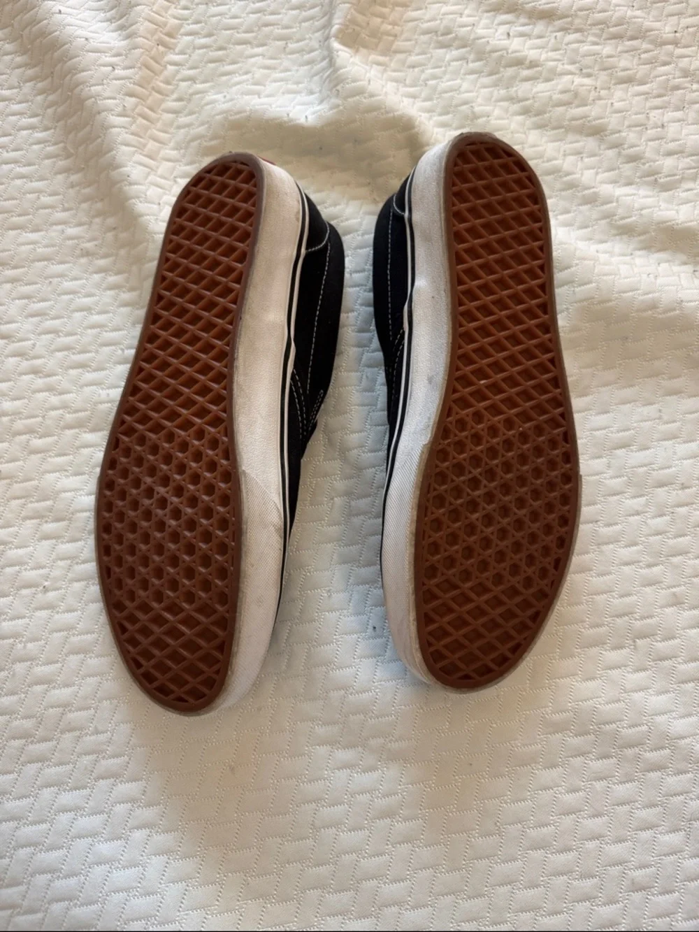 Vans Black Canvas Slip-On Loafers with White Trim - Picture 2 of 4